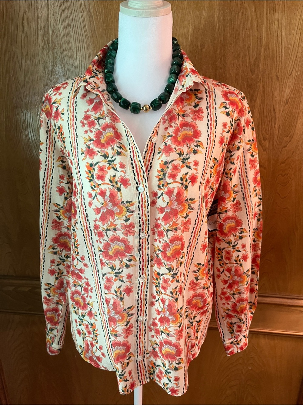 Sz 6 Sezane Fiori Rossi Print Button-Down Pierro Shirt Sz 38 UK - Picture 5 of 17